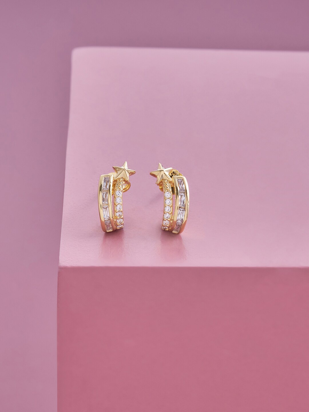

Kushal's Fashion Jewellery Gold Plated Contemporary Studs Earrings, White