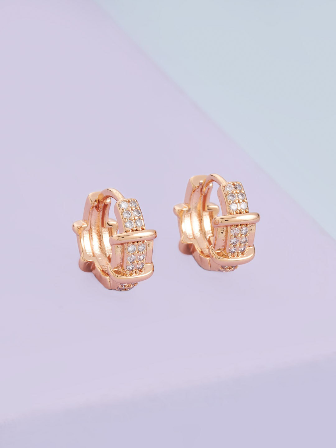 

Kushal's Fashion Jewellery Gold-Plated Cubic Zirconia Circular Hoop Earrings, White