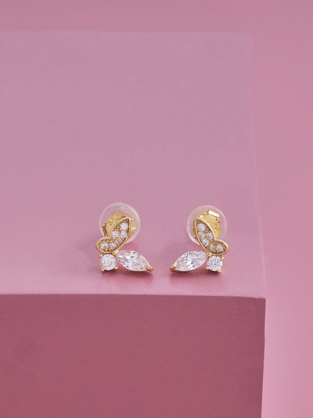 

Kushal's Fashion Jewellery Gold Plated Contemporary Studs Earrings, White