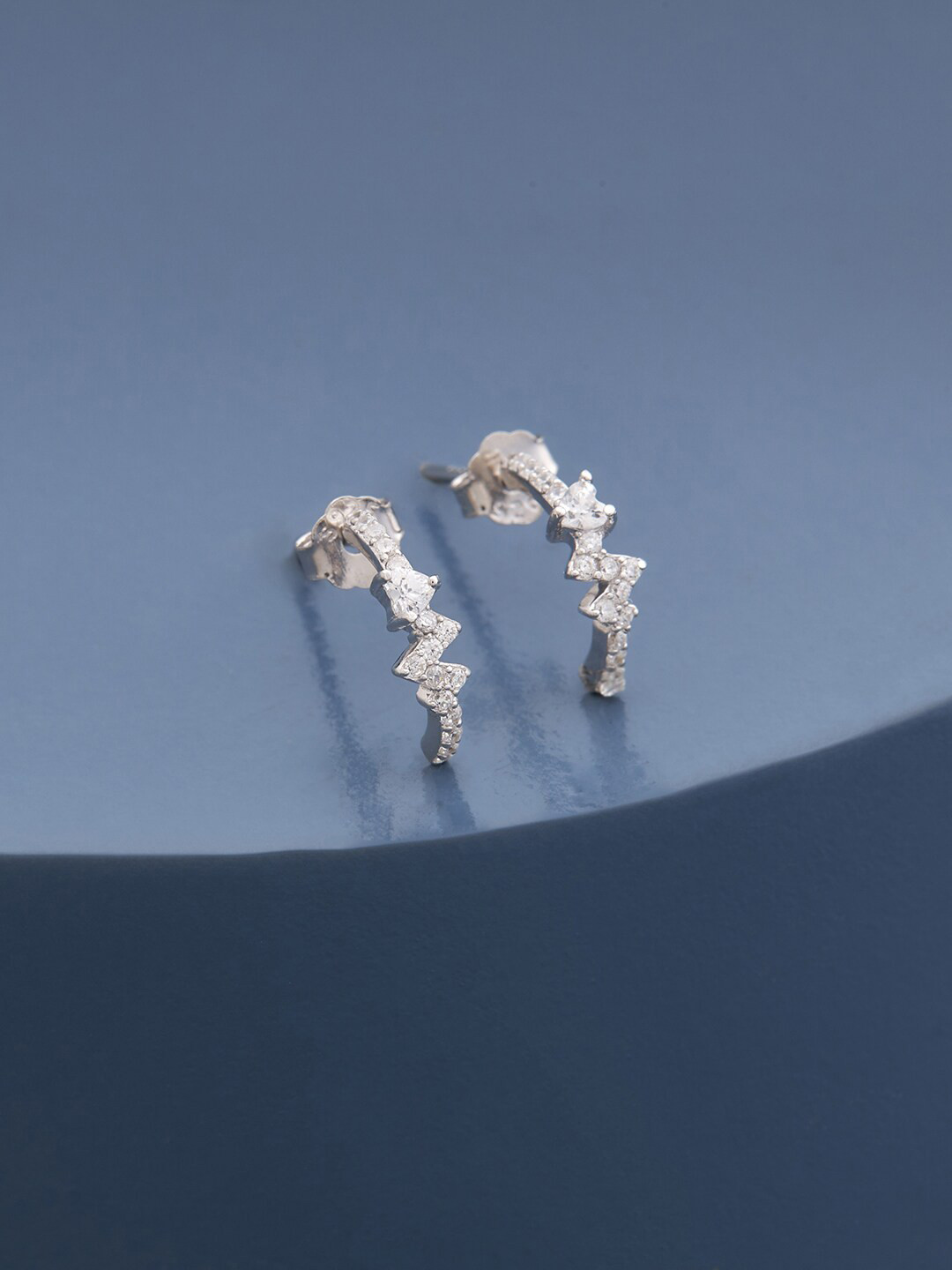 

Kushal's Fashion Jewellery Rhodium Plated Contemporary Studs Earrings, White