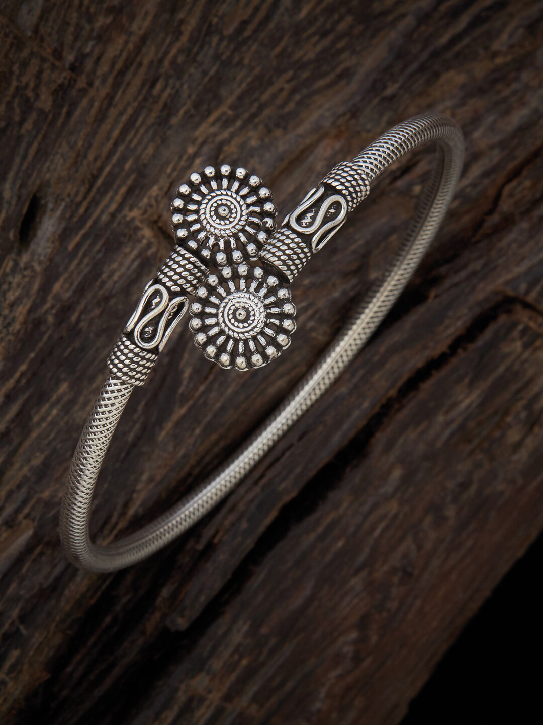 

Kushal's Fashion Jewellery Women 92.5 Pure Silver Rhodium-Plated Kada Bracelet