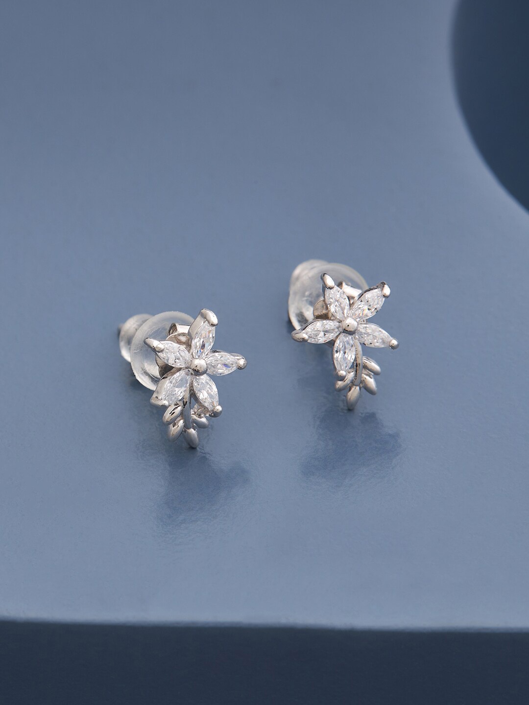 

Kushal's Fashion Jewellery Rhodium Plated Contemporary Studs Earrings, White