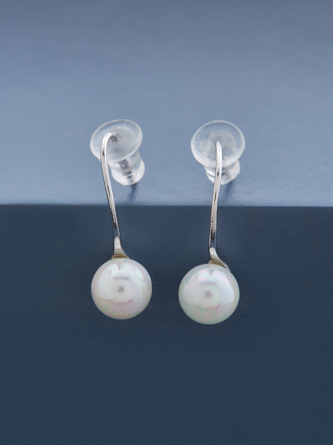 

Kushal's Fashion Jewellery 92.5 Pure Silver & Rhodium-Plated Contemporary Drop Earrings, White