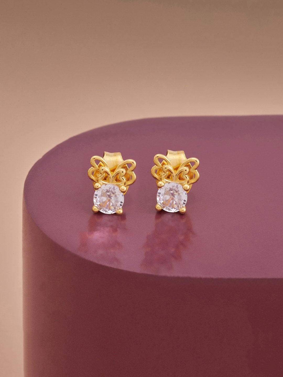 

Kushal's Fashion Jewellery 92.5 Pure Silver & Gold-Plated Zircon Studs Earrings, White