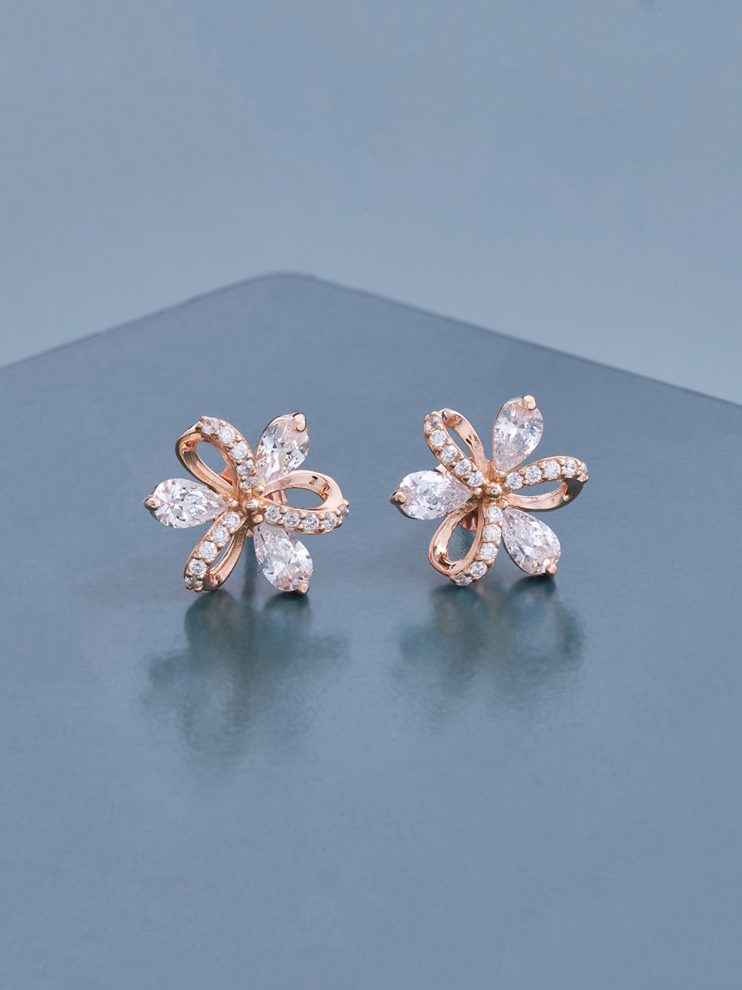 

Kushal's Fashion Jewellery Rose Gold Plated White 92.5 Pure Silver Earring