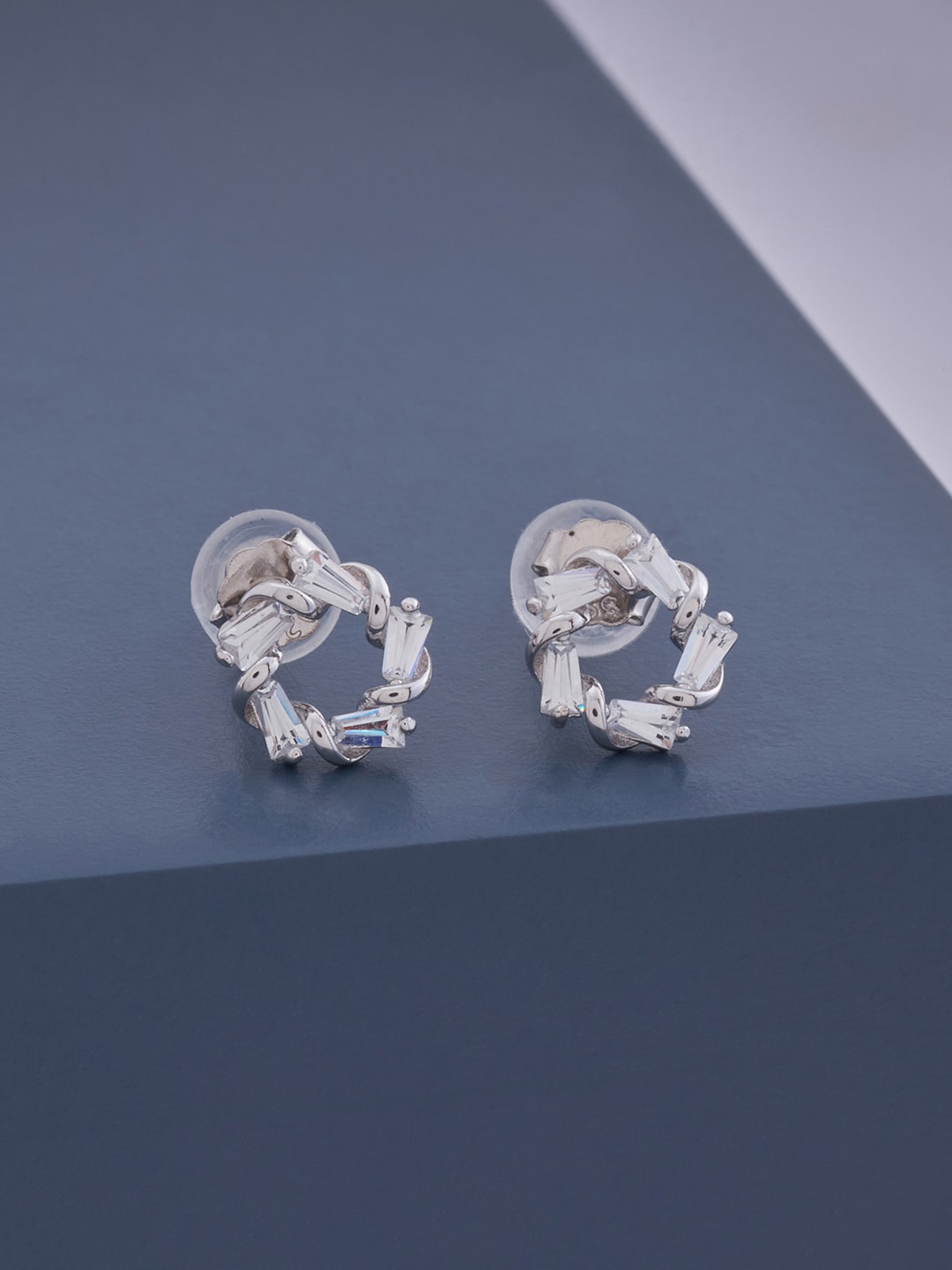 

Kushal's Fashion Jewellery 92.5 Pure Silver Contemporary Studs Earrings, White