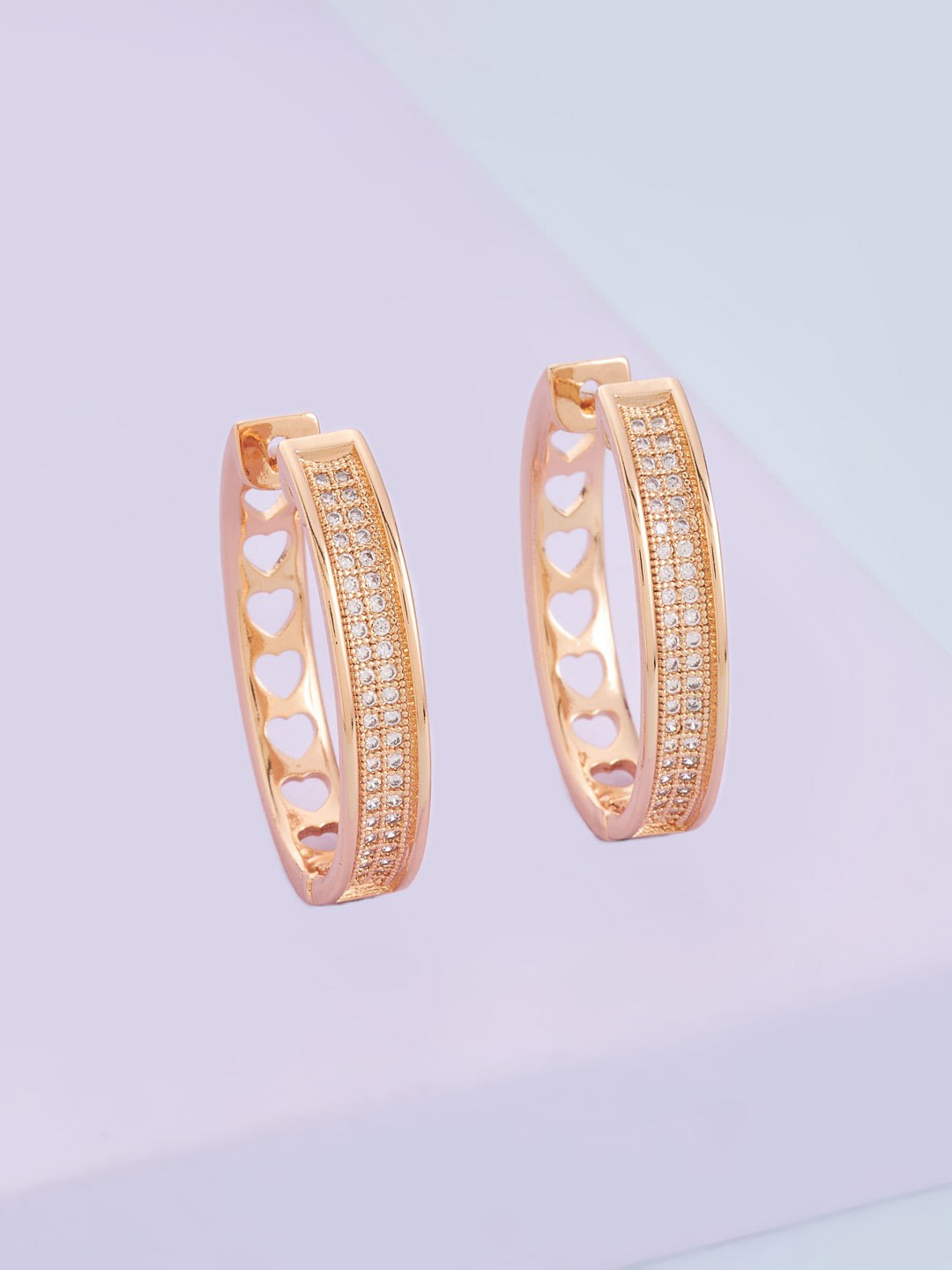 

Kushal's Fashion Jewellery Gold-Plated Cubic Zirconia Circular Hoop Earrings