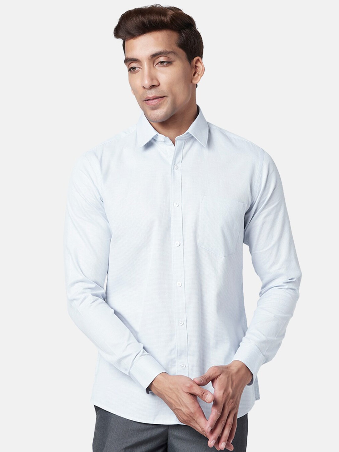 

BYFORD by Pantaloons Men Slim Fit Cotton Formal Shirt, Blue