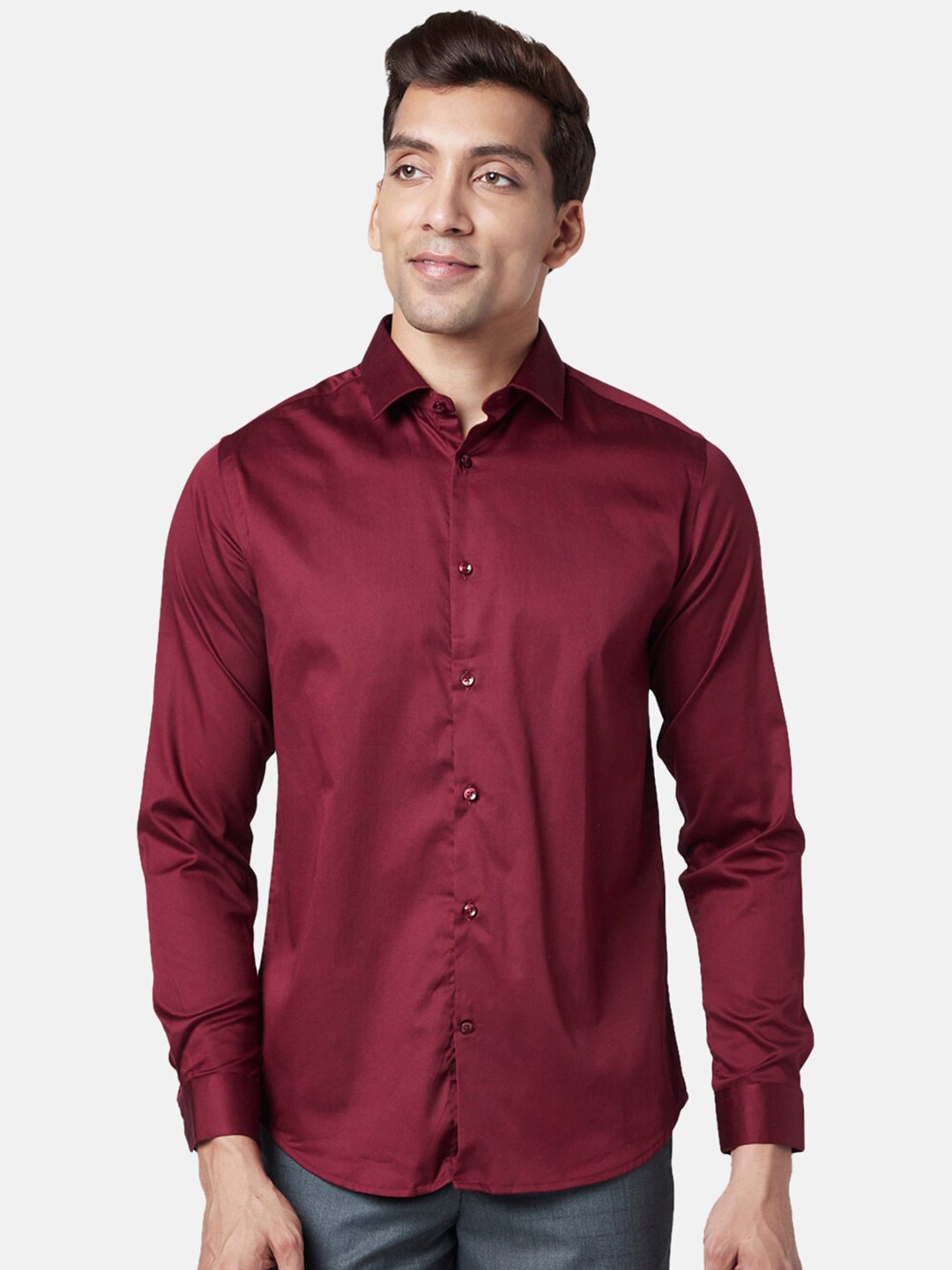 

BYFORD by Pantaloons Men Slim Fit Cotton Casual Shirt, Red