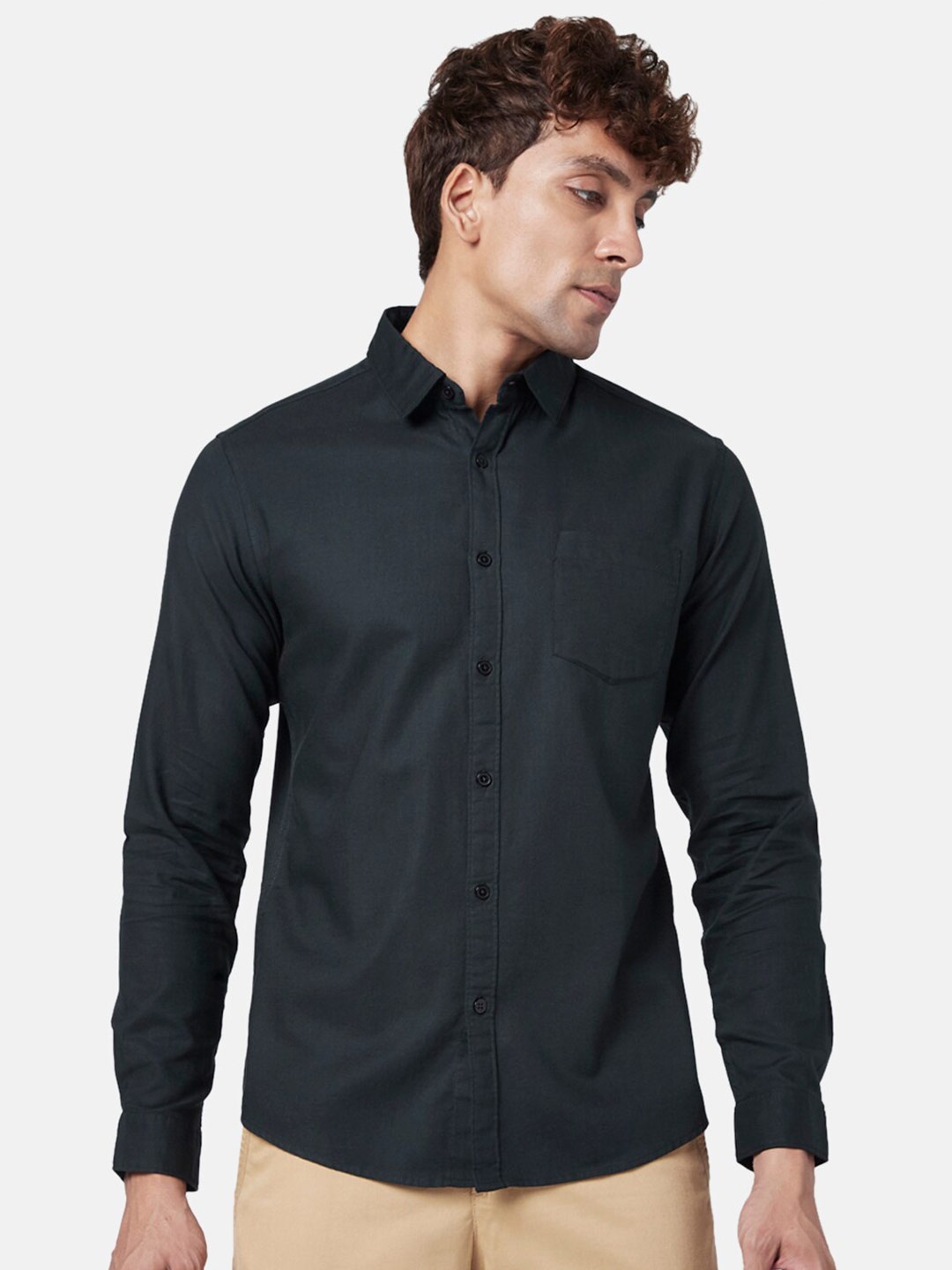 

BYFORD by Pantaloons Men Slim Fit Cotton Casual Shirt, Charcoal