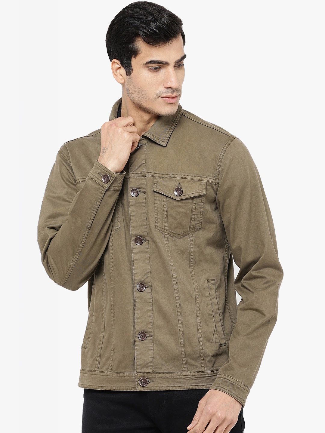 

STROP Men Tailored Cotton Jacket, Green