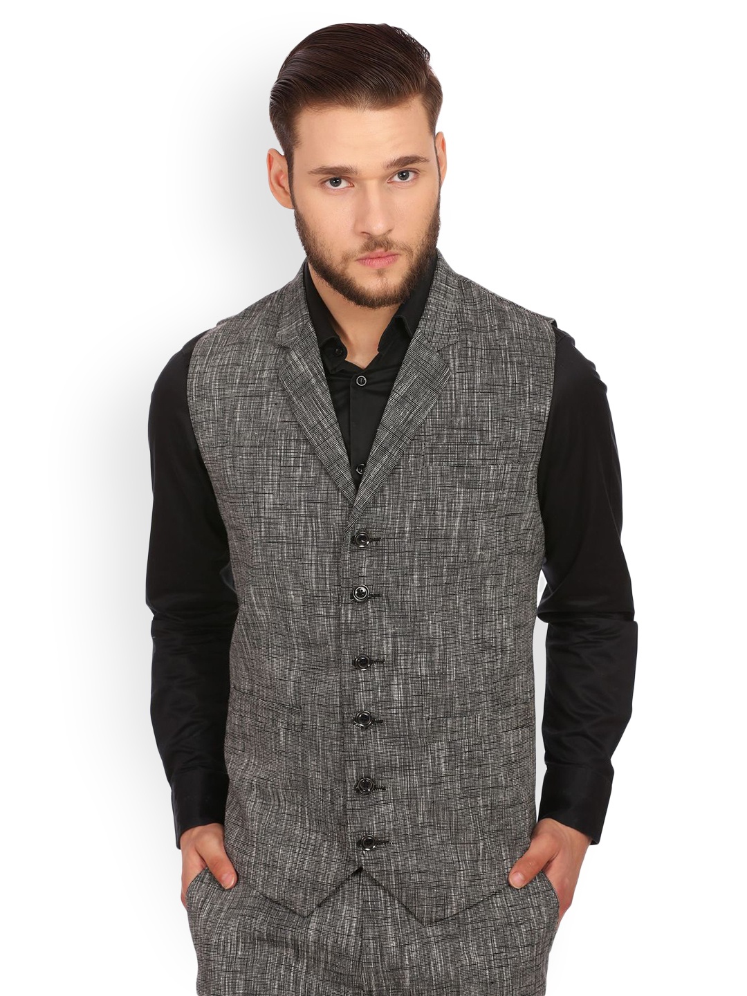 

Wintage Grey Checked Semiformal Waistcoat