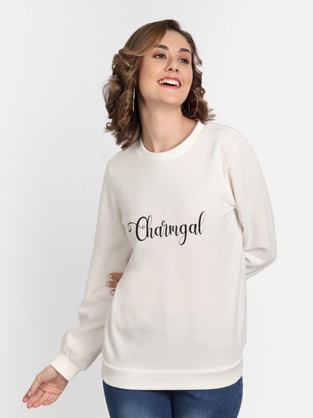 

CHARMGAL White Brand Logo Print Top