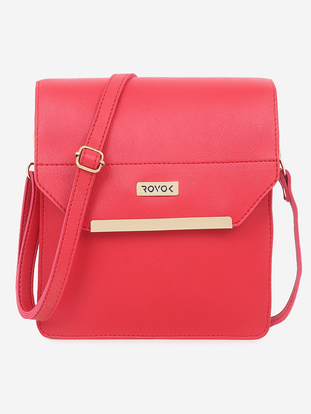 

ROVOK Red PU Oversized Structured Sling Bag