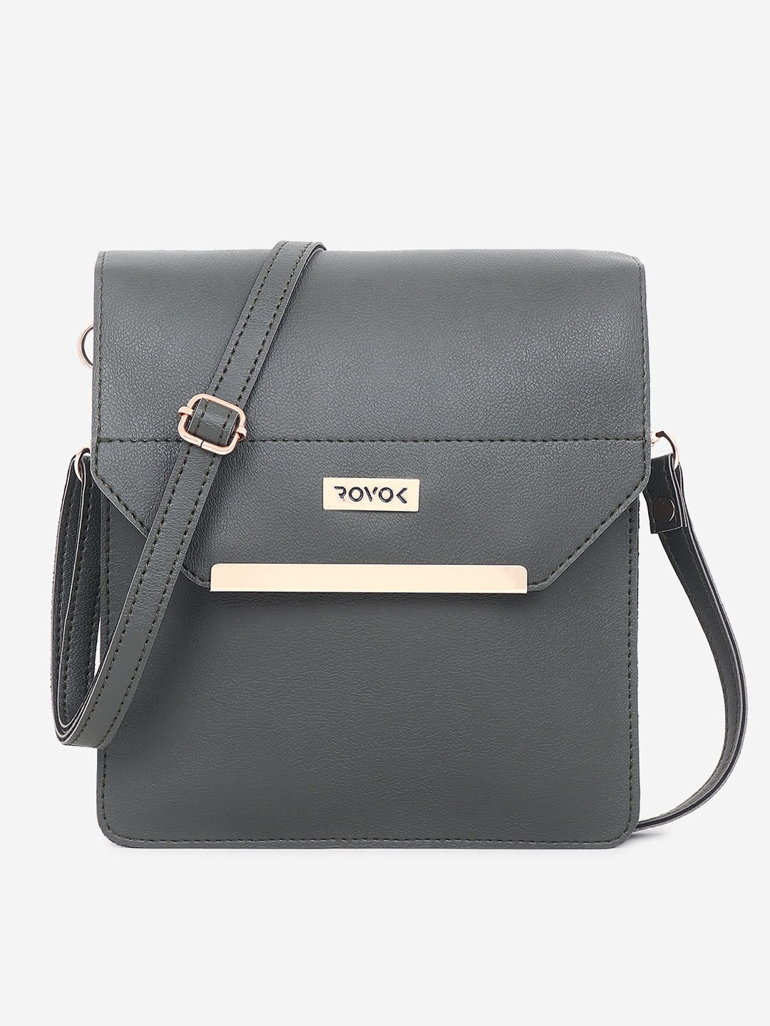 

ROVOK PU Oversized Structured Sling Bag, Grey