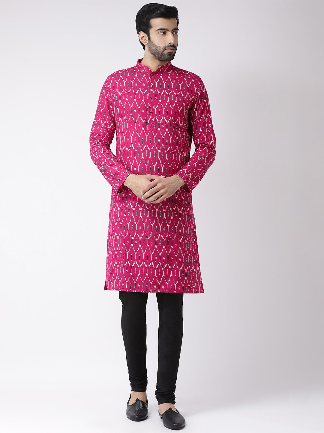 

KISAH Mandarin Collar Kurta with Churidar, Pink