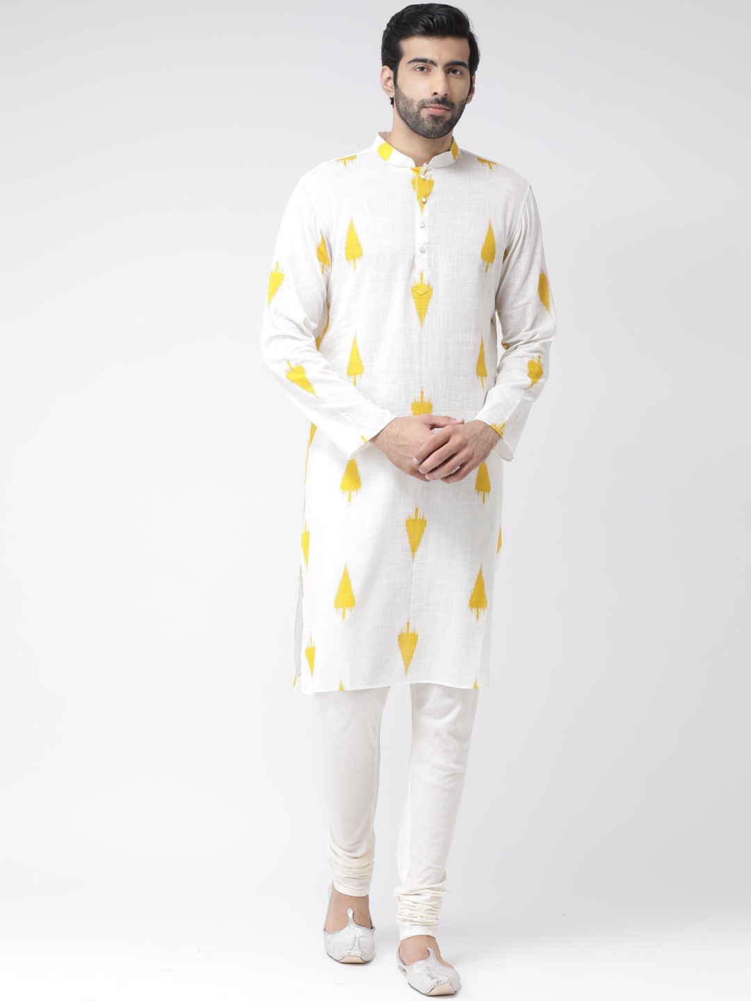 

KISAH Mandarin Collar Kurta with Churidar, White