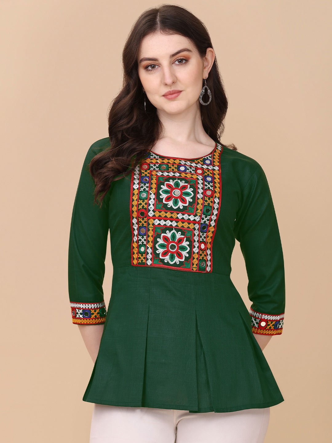

Paralians Print Peplum Top, Green