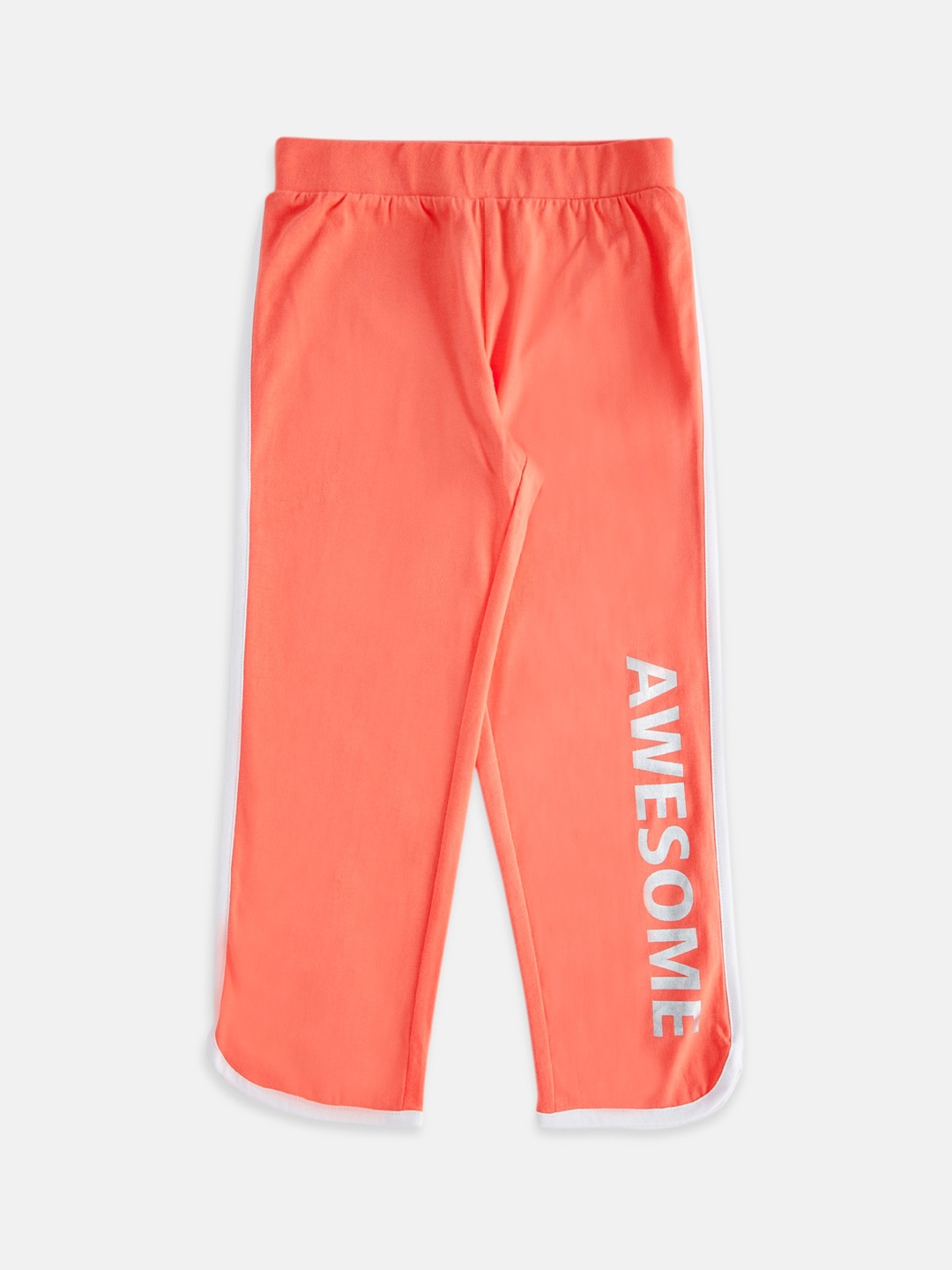 

Pantaloons Junior Girls Typography Printed Cotton Track Pants, Coral