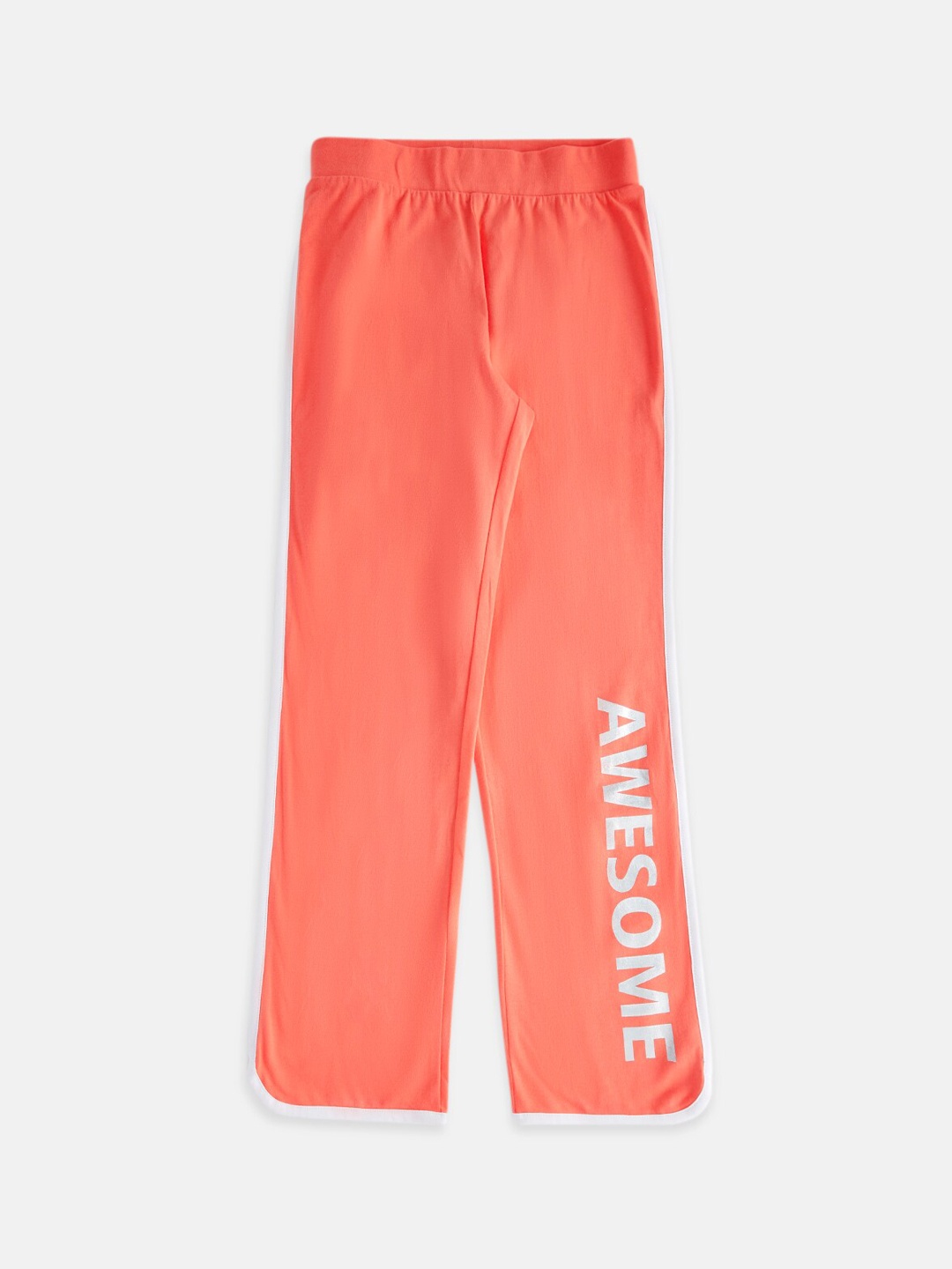 

Pantaloons Junior Girls Typography Printed Cotton Track Pants, Coral
