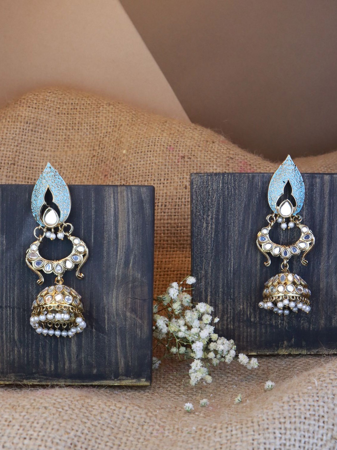 

I Jewels Dome Shaped Jhumkas Earrings, Blue