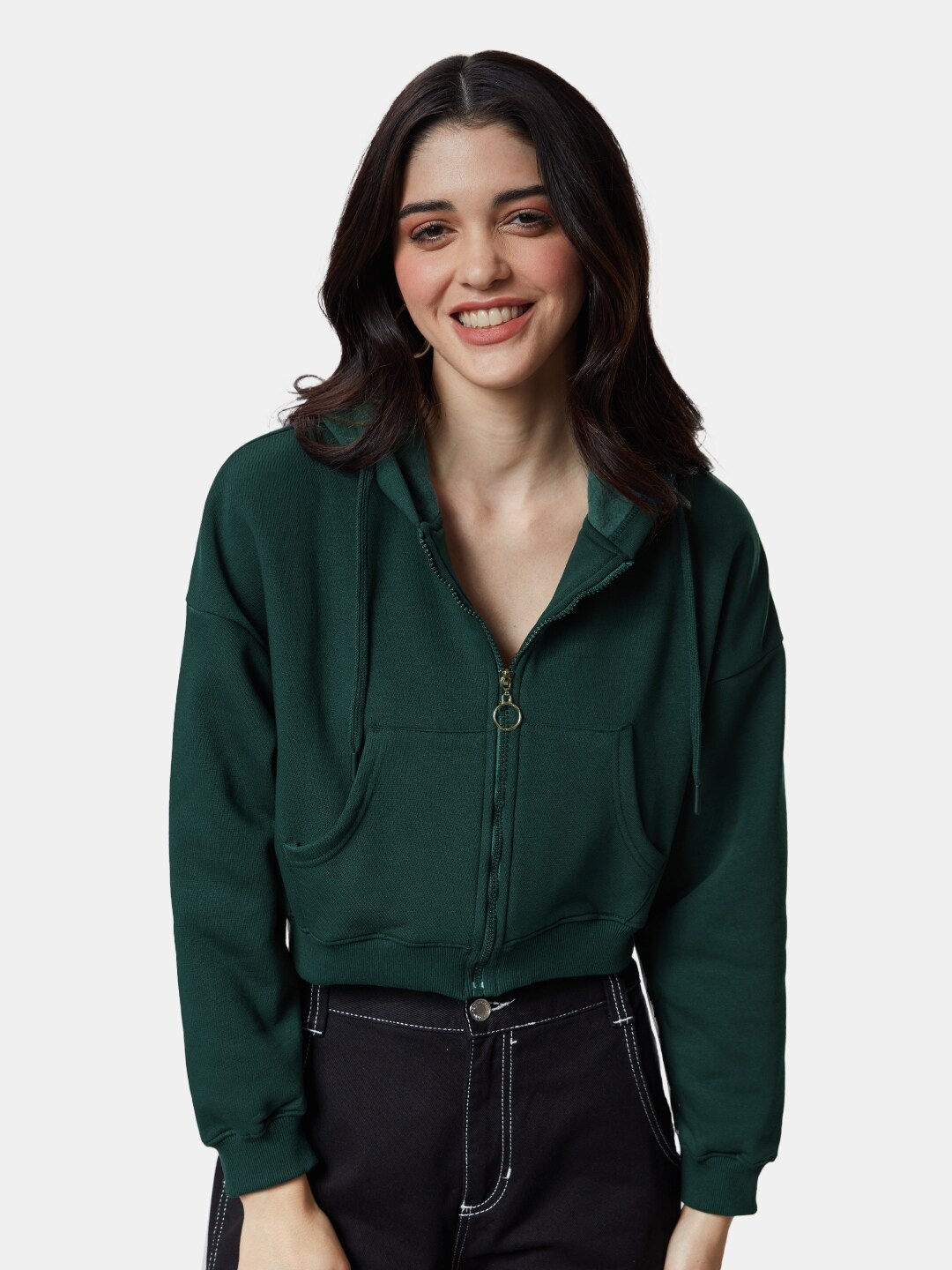 

The Souled Store Women Green Cotton Oversized Sweatshirt