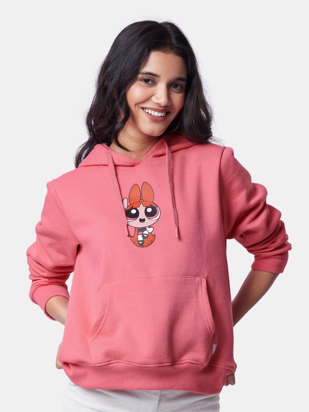 

The Souled Store Women Pink Cotton Printed Hooded Sweatshirt