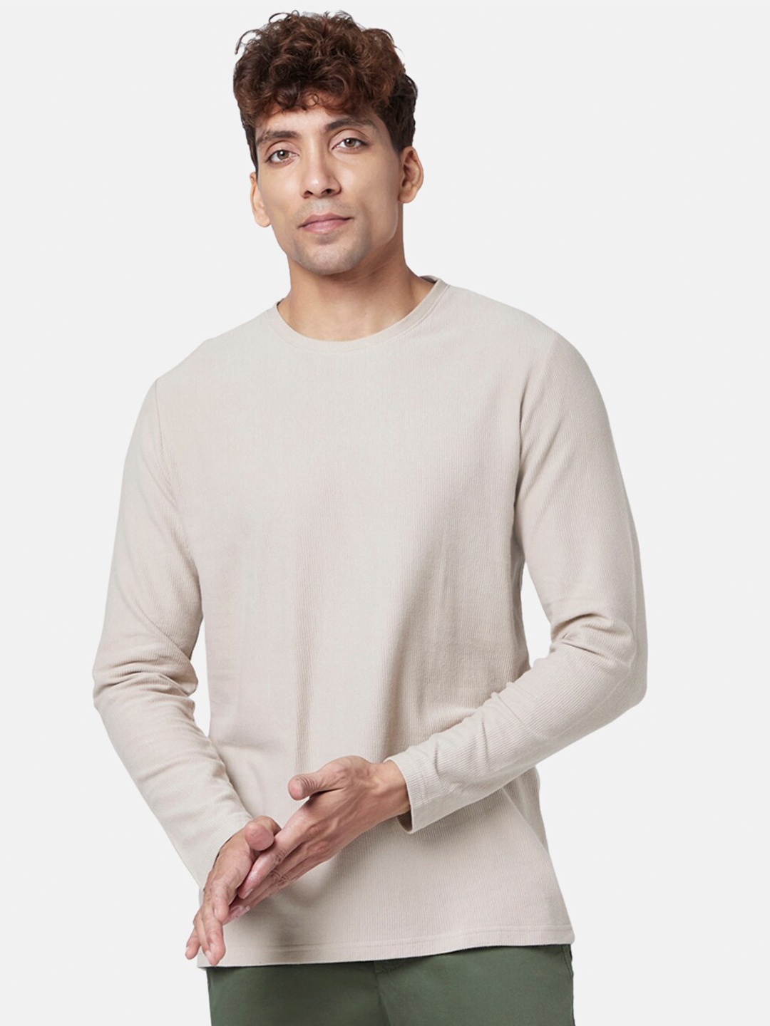 

BYFORD by Pantaloons Men Slim Fit T-shirt, Khaki
