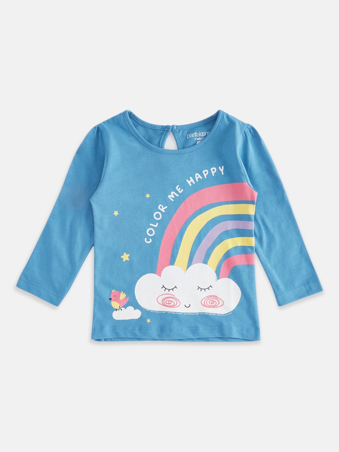 

Pantaloons Baby Girls Blue Typography Printed Cotton T-shirt