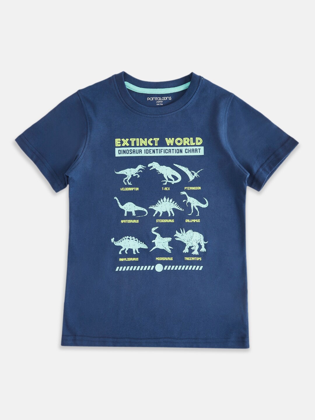 

Pantaloons Junior Boys Printed Cotton T-shirt, Navy blue