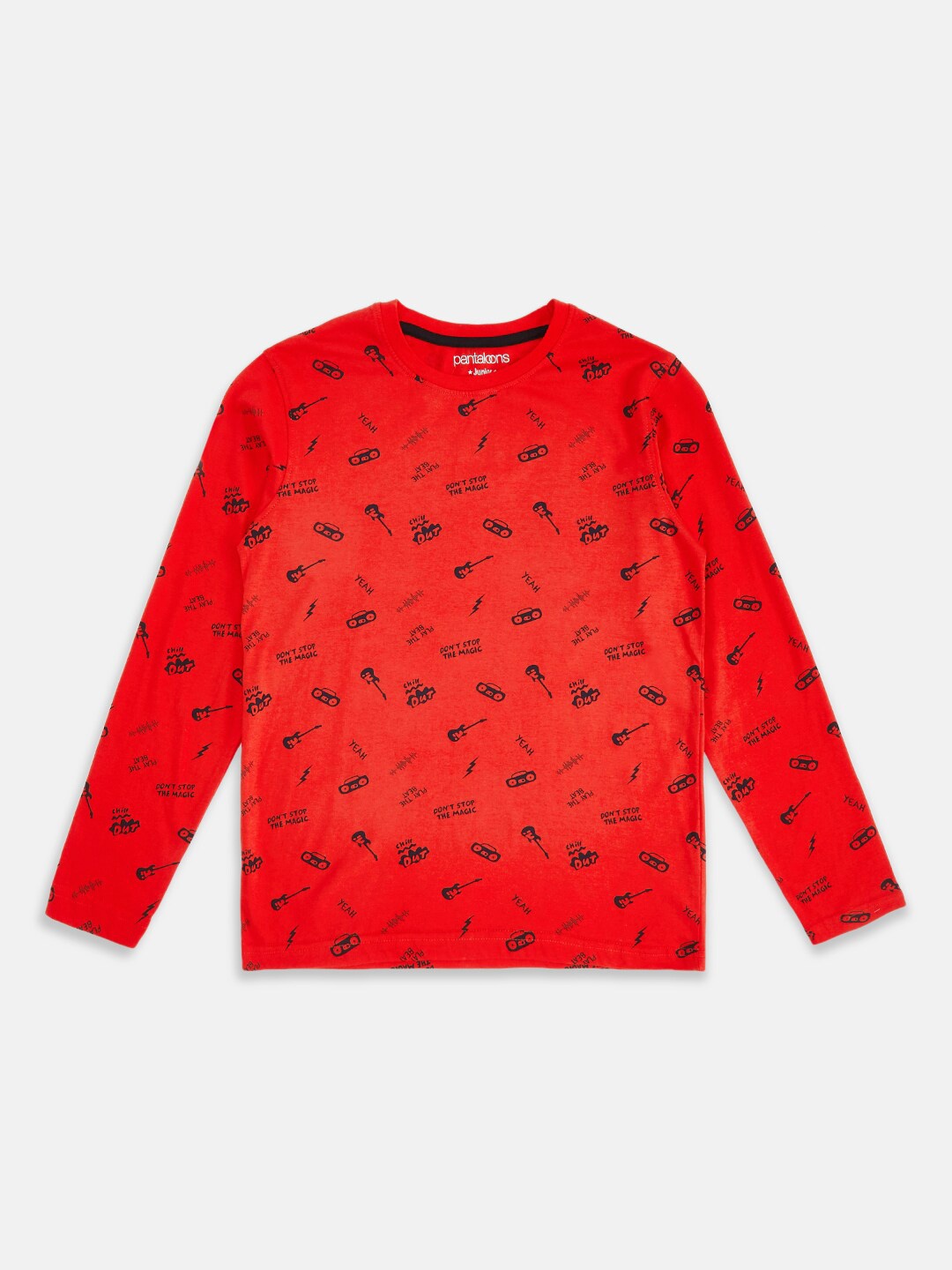 

Pantaloons Junior Boys Typography Printed Cotton T-shirt, Red