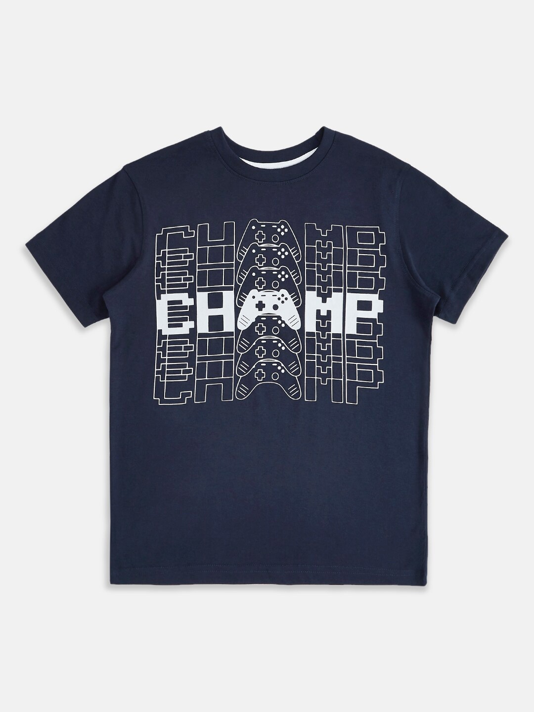 

Pantaloons Junior Boys Typography Cotton Printed T-shirt, Navy blue