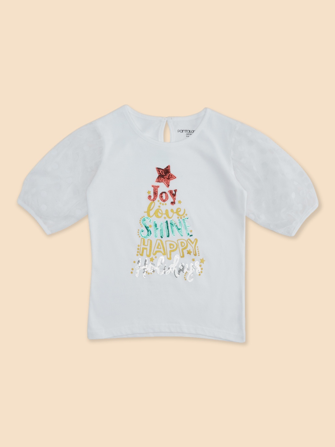 

Pantaloons Junior Girls Typography Printed Cotton T-shirt, White
