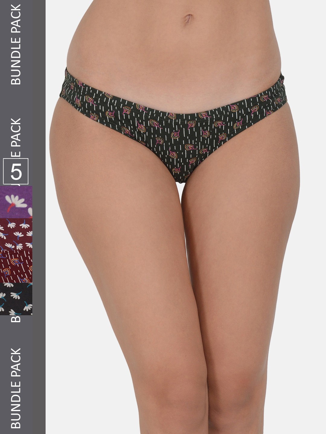 

Leading Lady Women Pack Of 6 Printed Pure Cotton Bikini Briefs BKN-5007-5008-6, Black