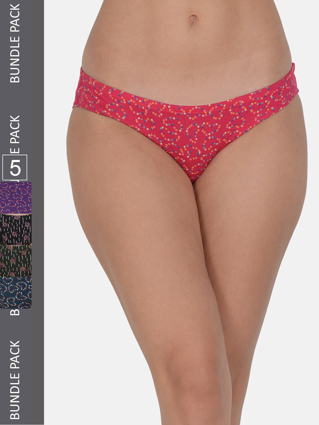 

Leading Lady Women Pack Of 6 Printed Pure Cotton Bikini Briefs BKN-5005-5007-6, Purple