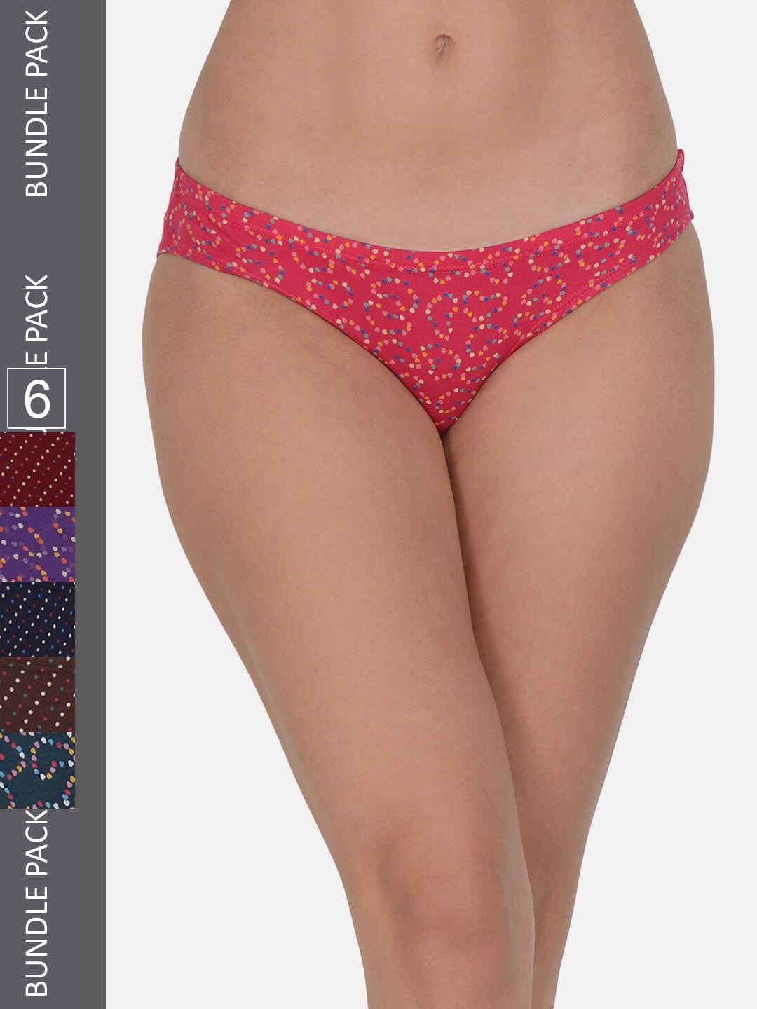 

Leading Lady Women Pack Of 6 Pure Cotton Bikini Briefs BKN-5005-5006-6, Pink