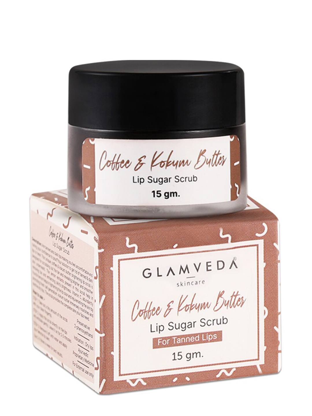 

GLAMVEDA Coffee & Kokum Butter Lip Sugar Scrub for Tanned Lips 15 g, Brown