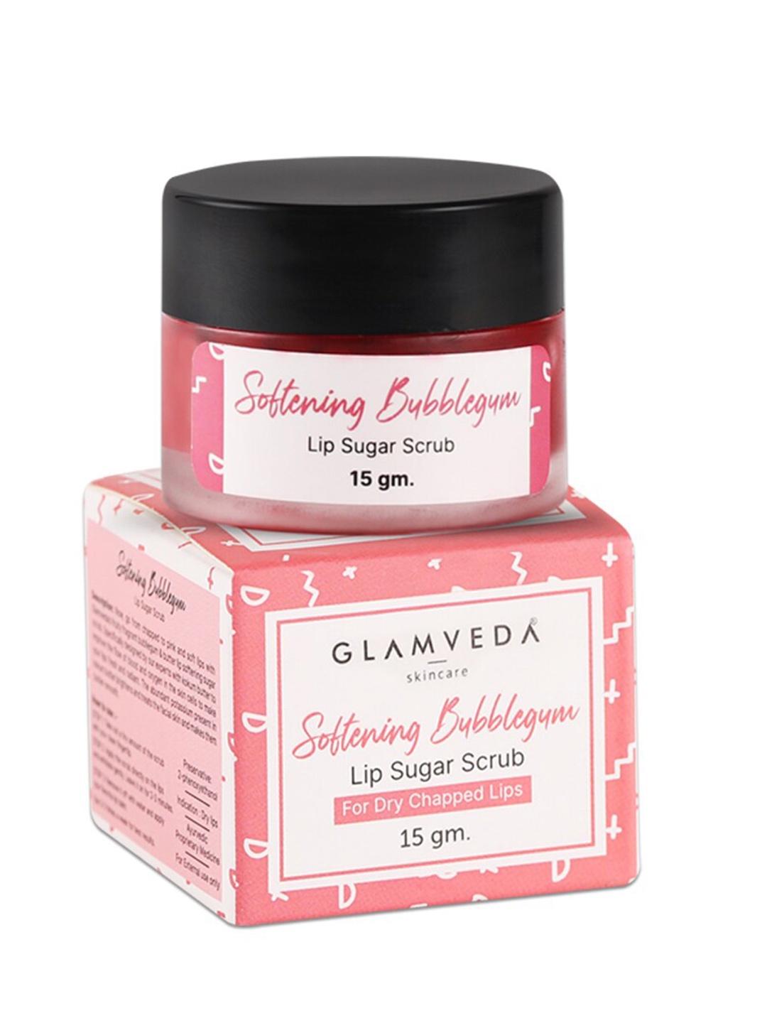 

GLAMVEDA Softening Bubblegum Lip Sugar Scrub for Dry Chapped Lips 15 g, Pink