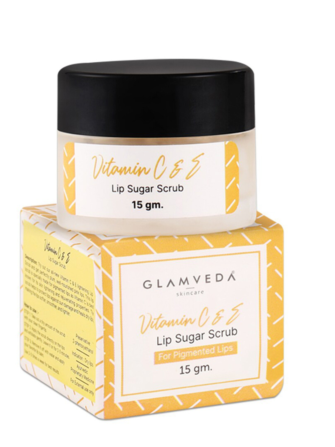 

GLAMVEDA Vitamin C & E Lip Sugar Scrub for Pigmented Lips 15 g, Yellow