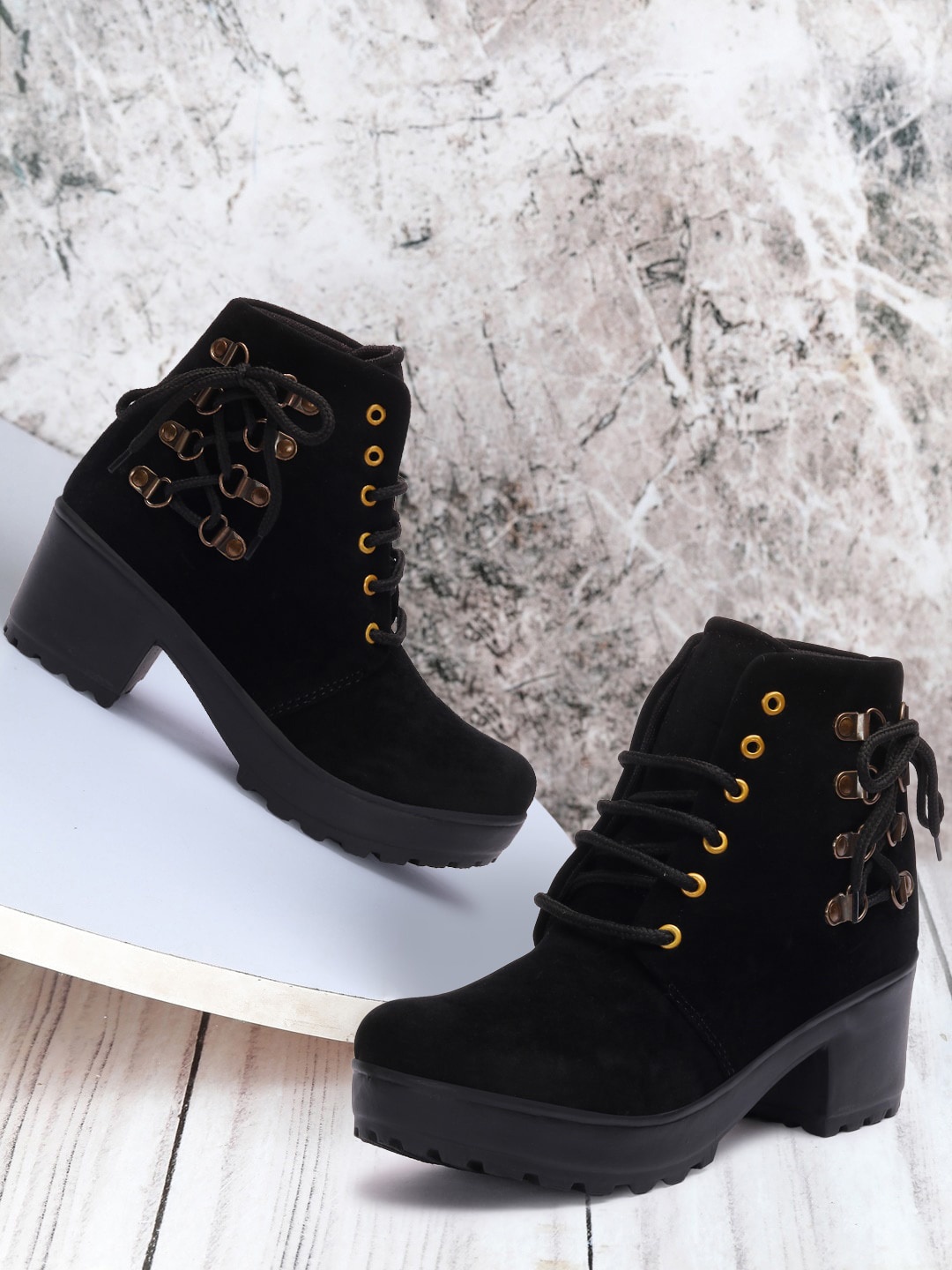 

Elibolz Women Suede Boots, Black