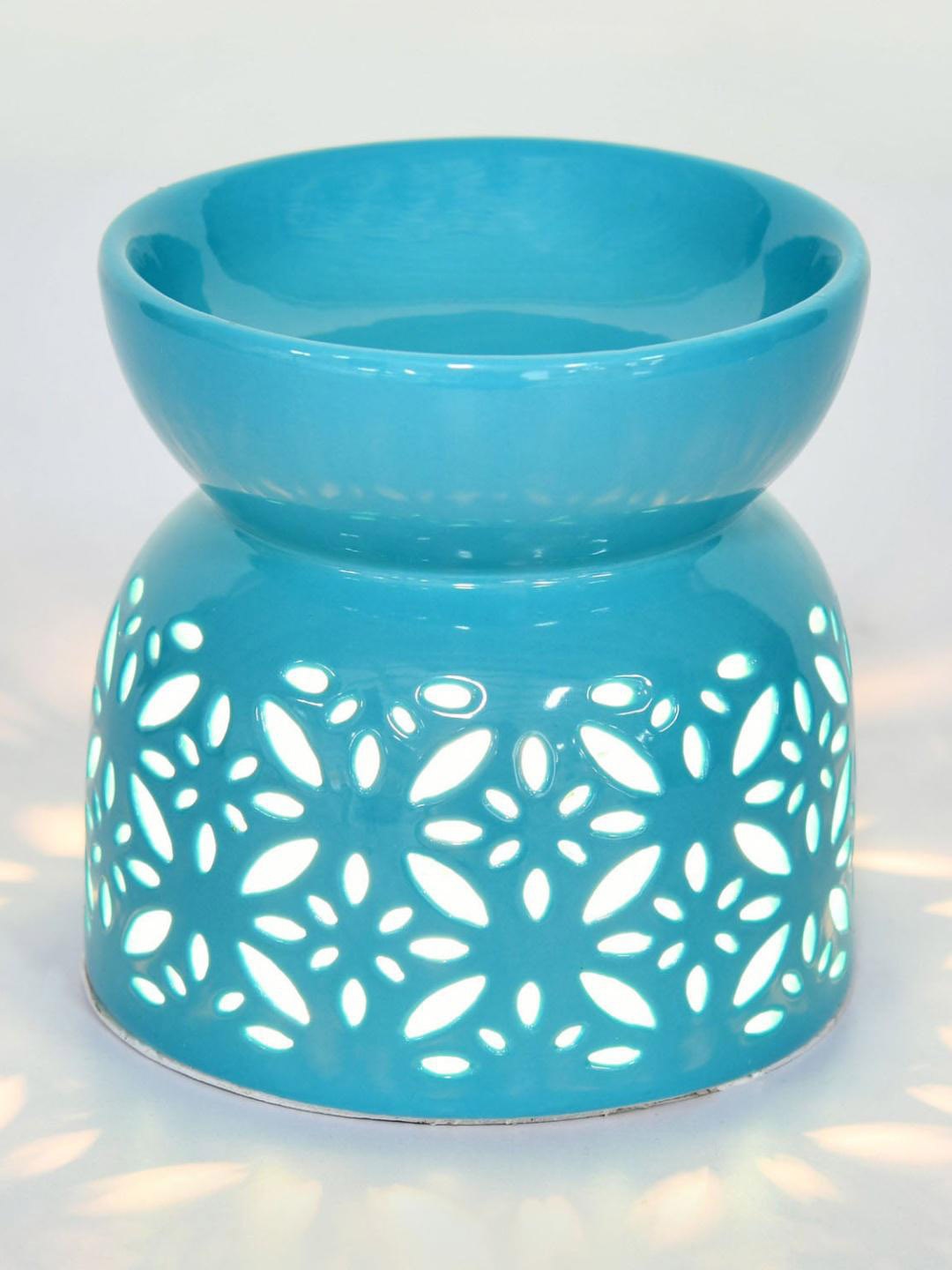 

Athome by Nilkamal Sea Green Petal Cutwork Electric Burner Aroma Oil Diffuser