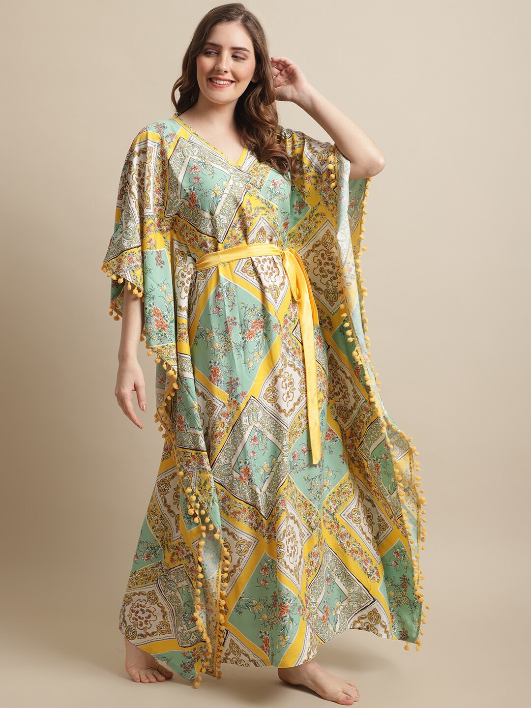 

Claura Printed Maxi Nightdress, Yellow