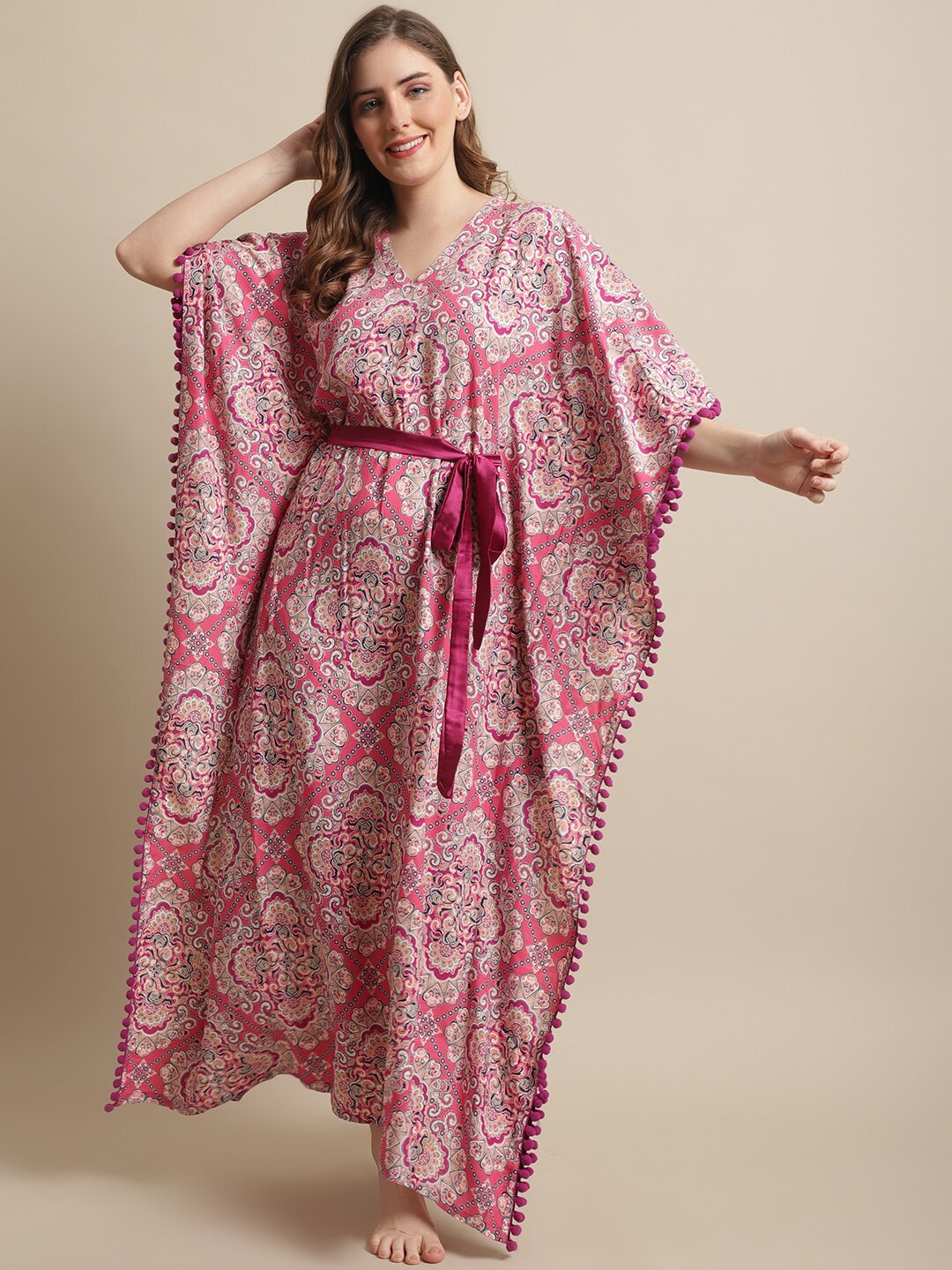 

Claura Printed Maxi Nightdress, Pink