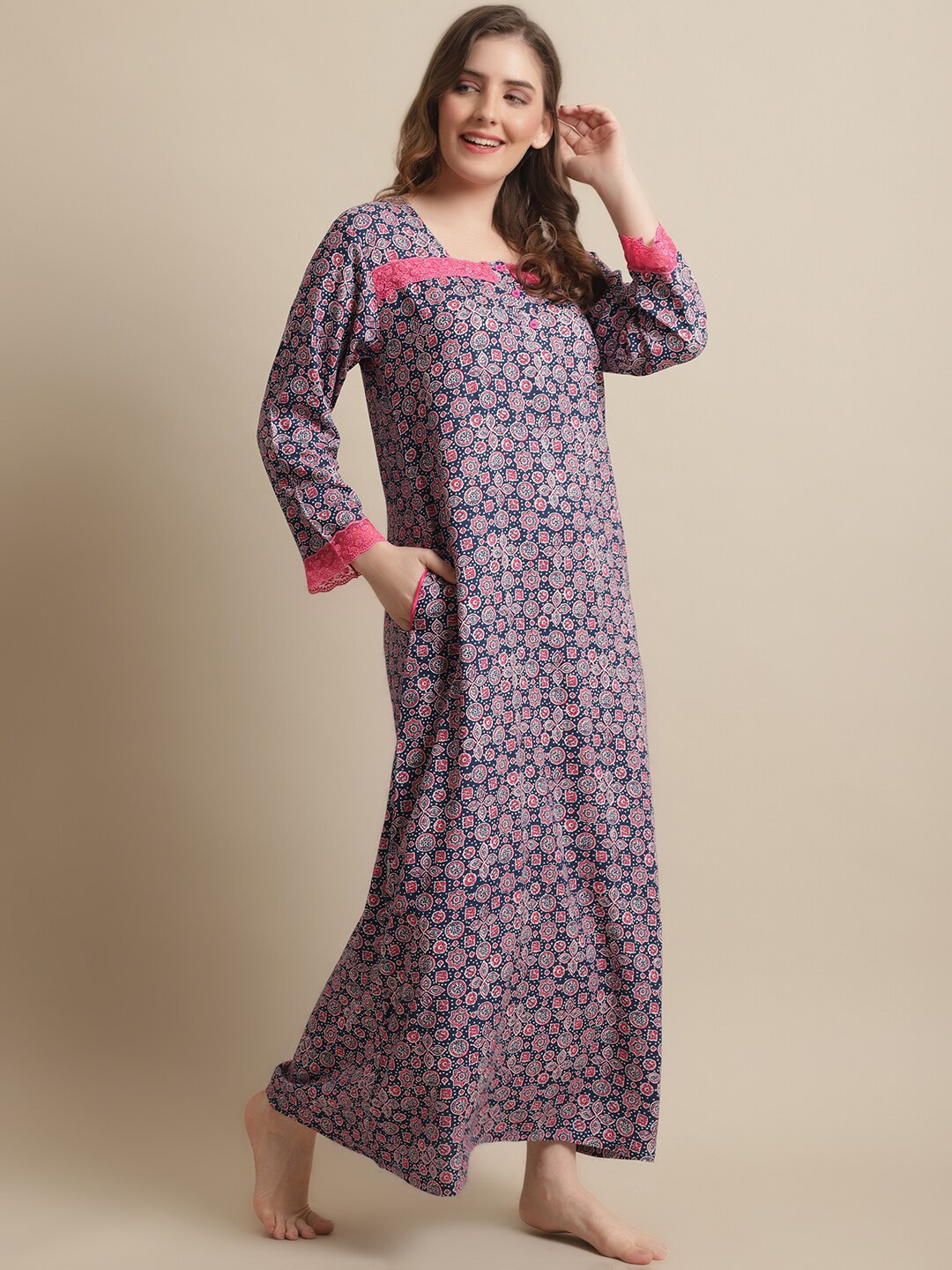 

Claura Printed Maxi Nightdress, Pink