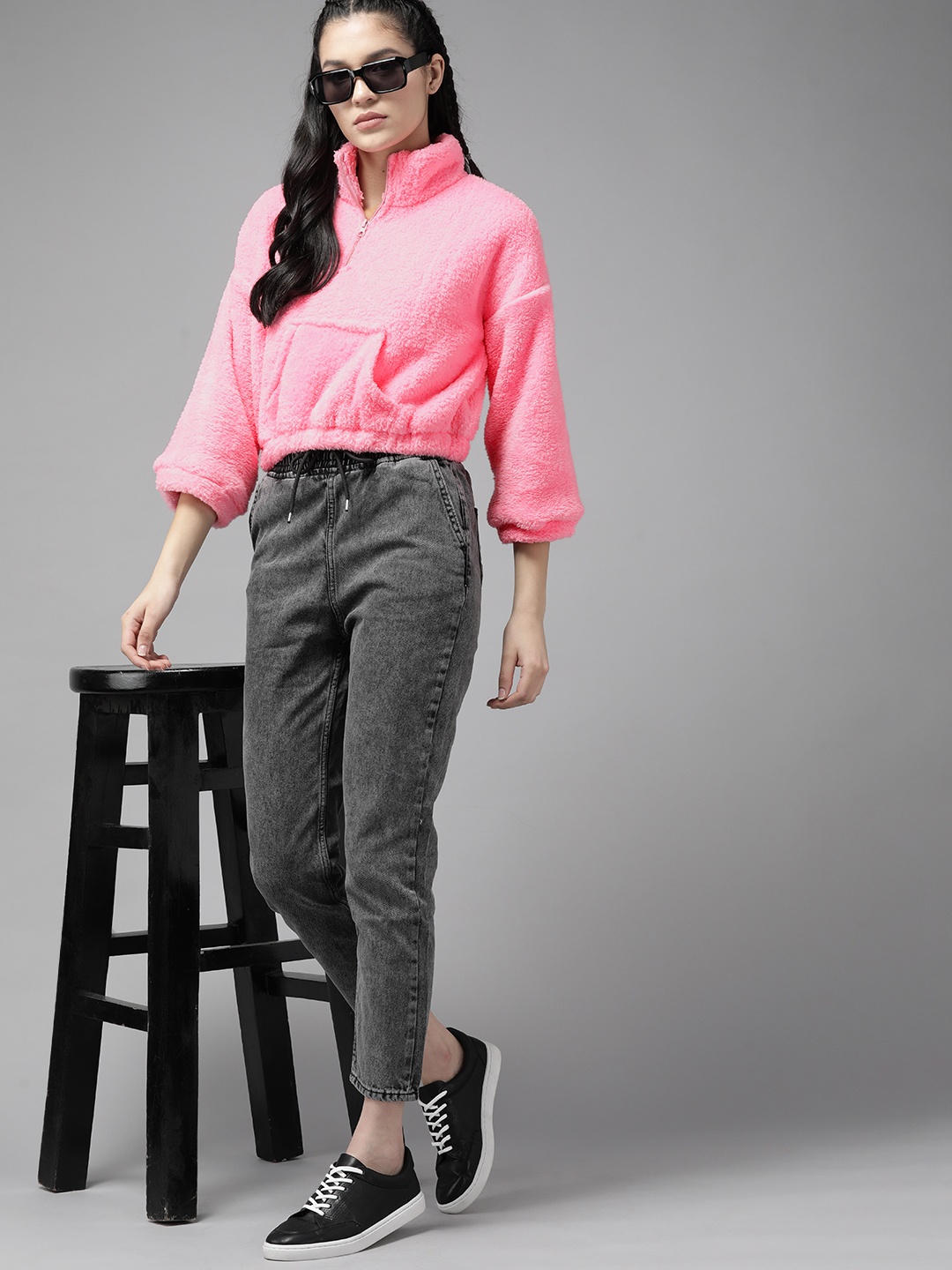 

Roadster Women Pink Fur Sweatshirt