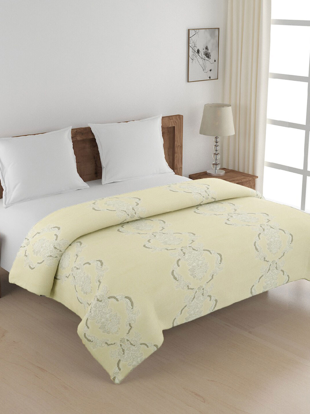 

SWAYAM Yellow & Grey Ethnic Motifs AC Room 150 GSM Cotton Double Bed Comforter