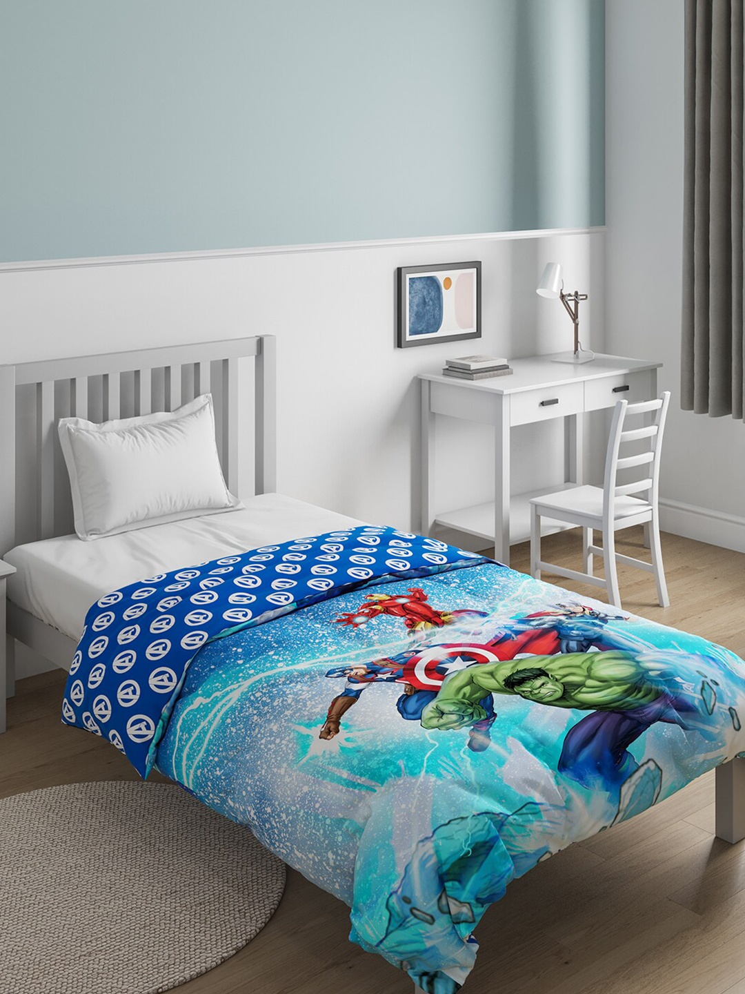 

DDecor Blue & Green Cartoon Characters Mild Winter 150 GSM Cotton Single Bed Quilt
