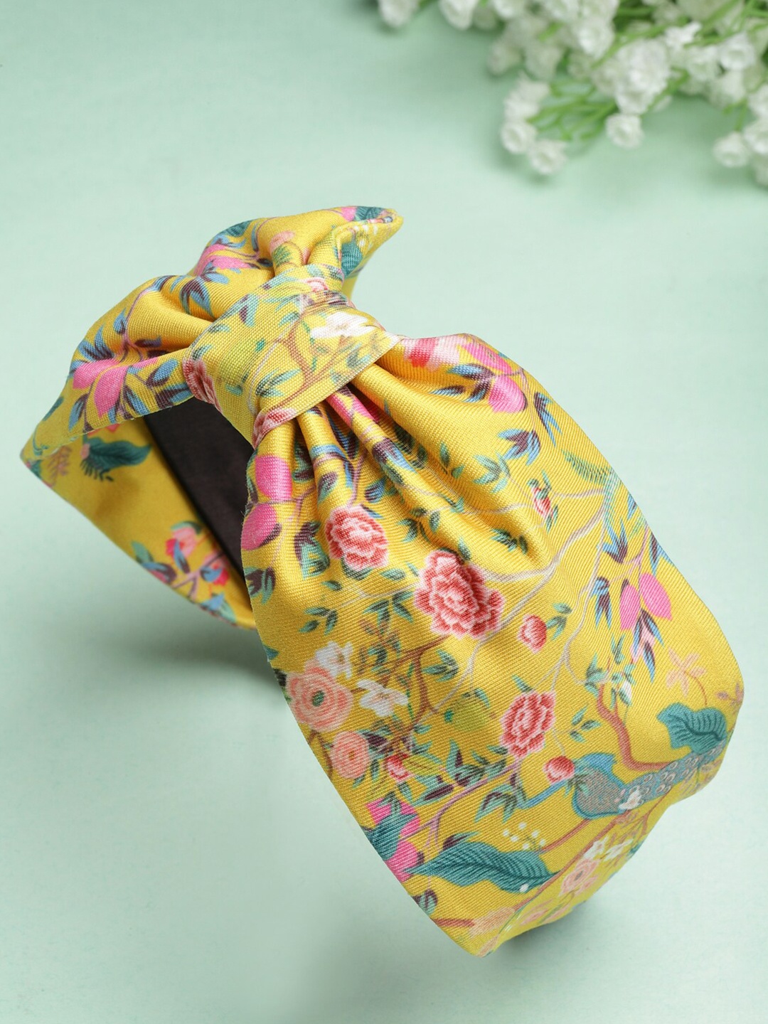 

SHAYE Women Yellow & Teal Hairband With Knot Detail