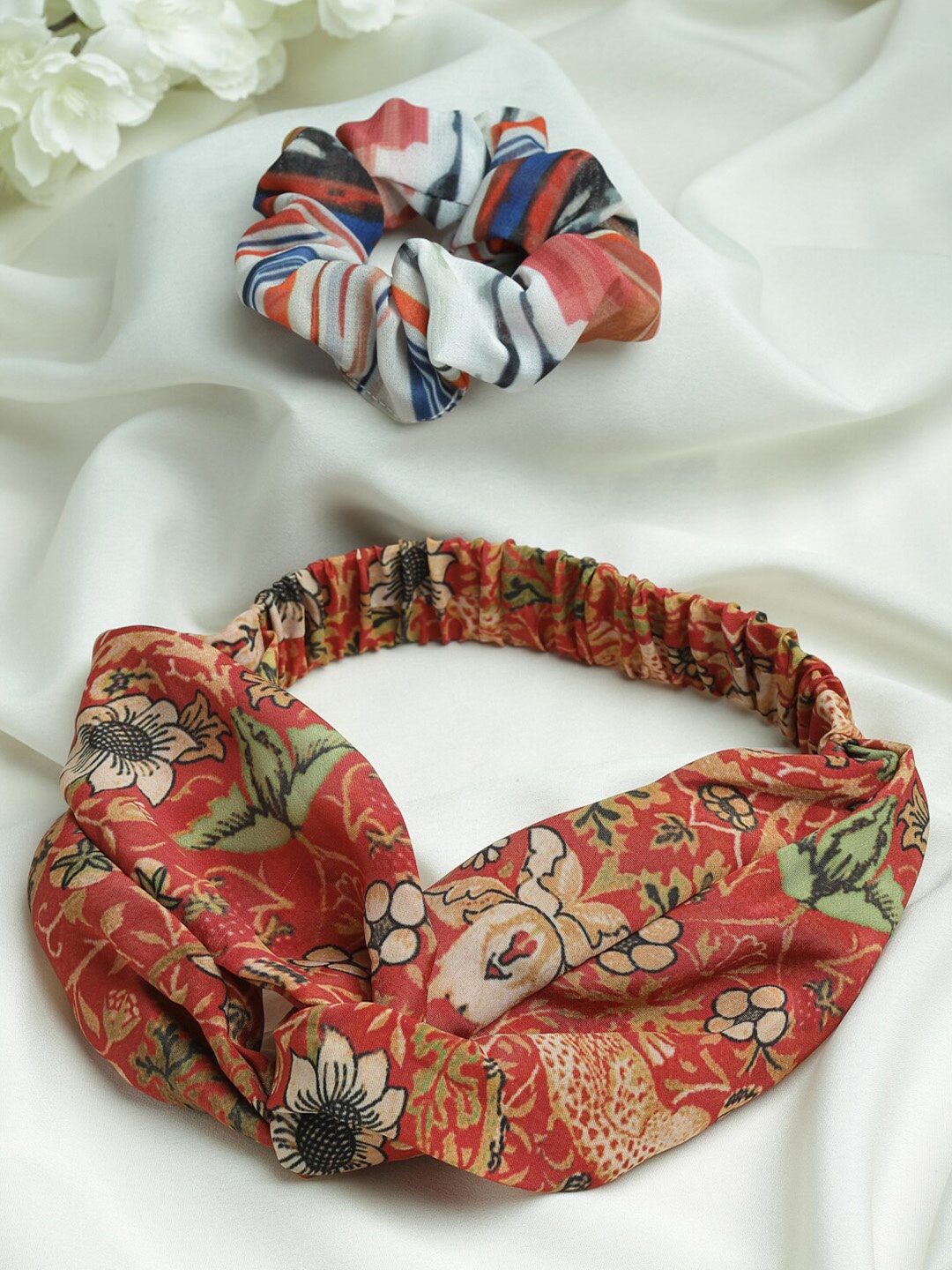 

SHAYE Women Pack of 2 Hairband & Scrunchies, Rust