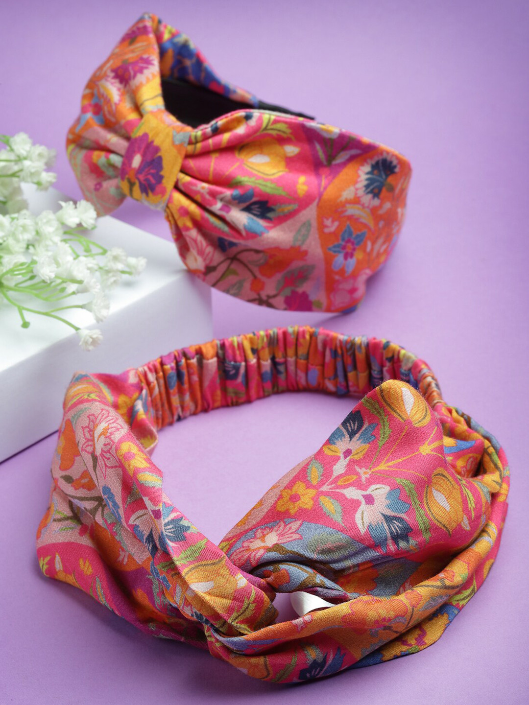 

SHAYE Women Yellow & Pink Set of 2 Hairband